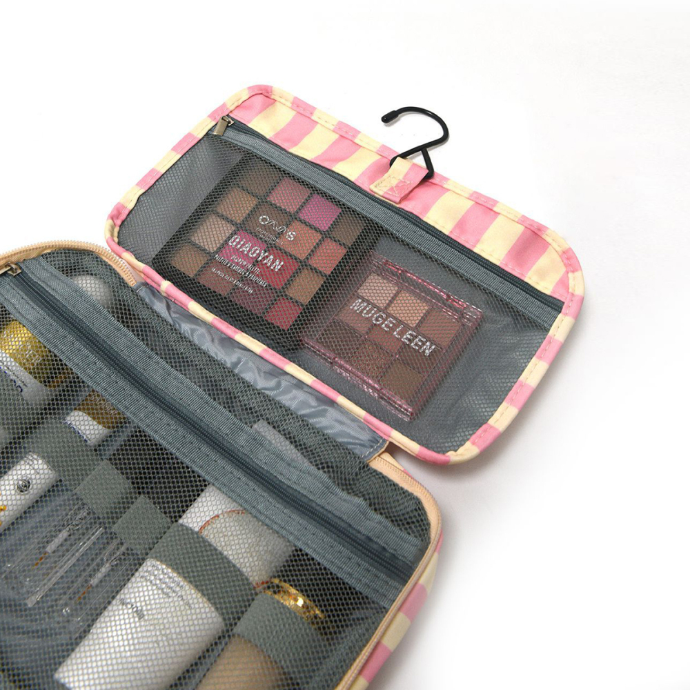 Trousses À Maquillage Pour Femmes En Polyester À Rayures Décontractées h5Image5