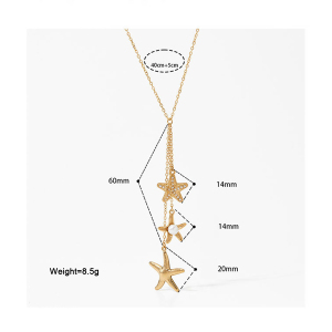 Colliers Pendentifs Pour Femmes, Style Océan, Étoile De Mer, En Acier Inoxydable Étanche, Couleur Or, Strass Et Perle h5