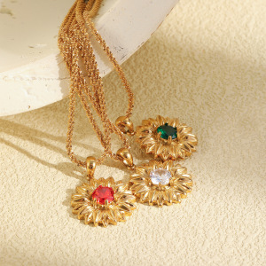 Colliers Pendentifs Rétro En Acier Inoxydable, Étanches, Couleur Or, Avec Zircon, Pour Femmes h5 Image4