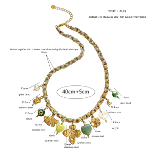 Ensembles De Colliers Pour Femmes En Acier Inoxydable Doré, Motif Cœur Et Fleur Rétro h5 