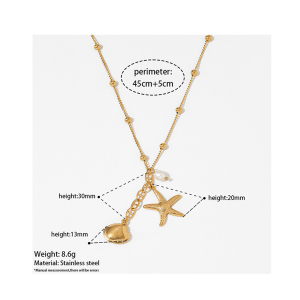 Colliers Pendentifs Pour Femmes En Acier Inoxydable, Couleur Or, Style Océanique, Étanches, Avec Zircon Et Perle h5 Image2
