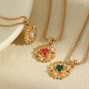 Colliers Pendentifs Rétro En Acier Inoxydable, Étanches, Couleur Or, Avec Zircon, Pour Femmes h5 Image5