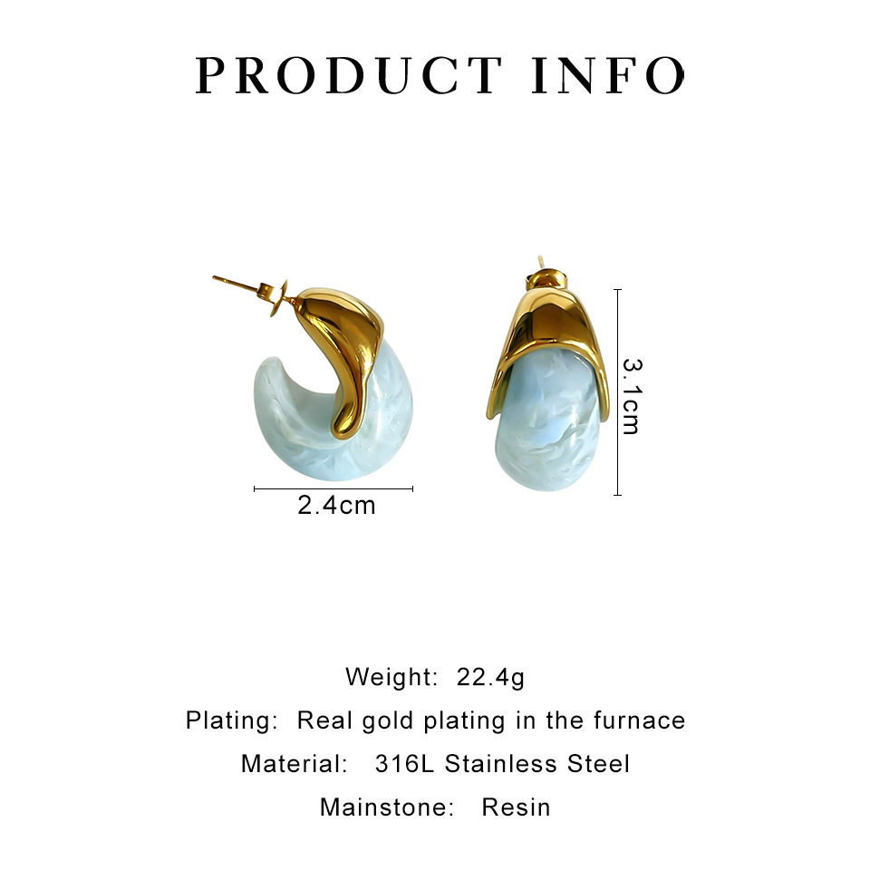 Boucles D'Oreilles Puces En Résine Pour Femmes, Collection Rétro Classic Series Retro Droplet Image4