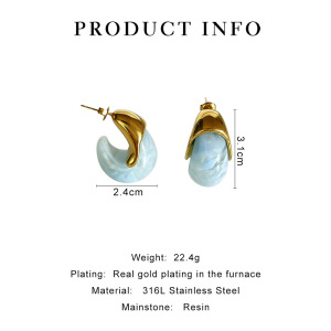 Boucles D'Oreilles Puces En Résine Pour Femmes, Collection Rétro Classic Series Retro Droplet h5 Image4