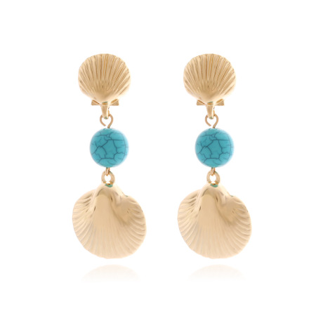 Boucles d'oreilles pendantes pour femmes, style ethnique, inspirées de l'océan et des coquillages.