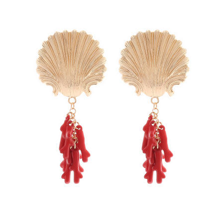 Boucles d'oreilles pendantes pour femmes, style ethnique, inspirées de l'océan et des coquillages.