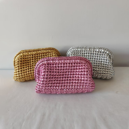 Pochettes pour femmes tissées, couleur unie, style parisien chic