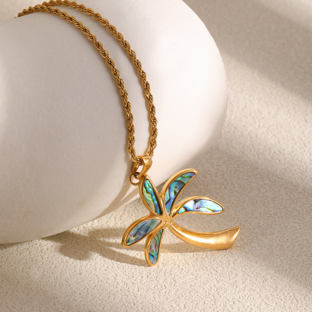 Colliers pendentifs pour femmes en acier inoxydable, couleur or, motif coquillage, style océanique