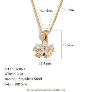 Colliers Pendentifs Pour Femmes En Acier Inoxydable Doré Avec Zircon Et Fleur Douce h5 Image2