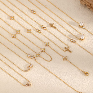 Colliers Sophistiqués Pour Femmes, En Acier Inoxydable, Couleur Or, Avec Zircon Et Étanchéité h5 Image3