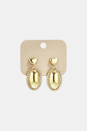 Boucles D'Oreilles Imposantes Avec Un Pendentif Ovale Entouré De Pierres h5 Image5