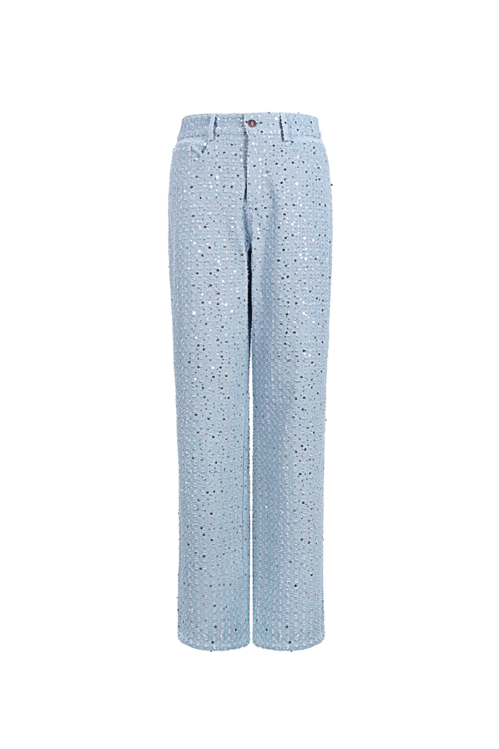 Denim Tissé Pantalon Droit Femme Casual Paillettes 