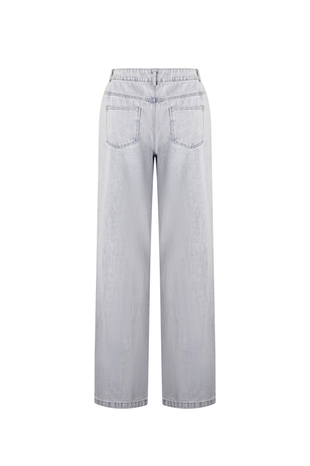 Pantalon En Coton Mélangé Décontracté Droit Bleu Indigo Clair Image8