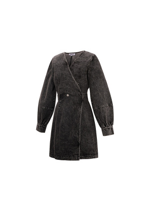 Coton Robe Mini Femme Style Wrap Fermeture À Double Bouton h5 Image5