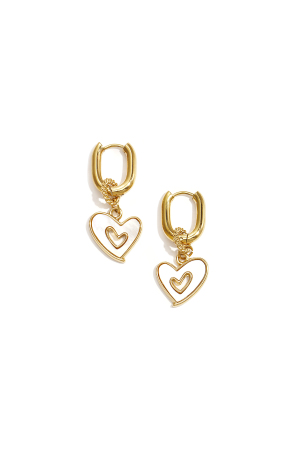 Boucles D'Oreilles Squovales Avec Des Cœurs Pendants En Nacre h5