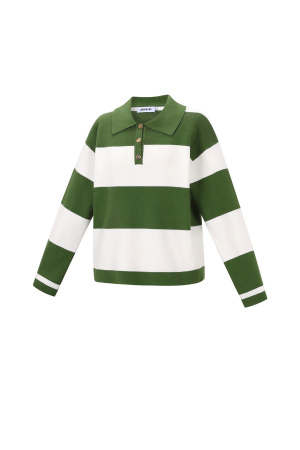 Pull À Col Polo Femme En Viscose Tricotée Rayures Automne/Hiver h5 Image2