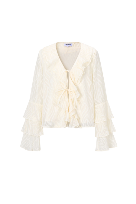 Tissu Polyester Fibre Femmes Tops Manches Longues Élégant Botanique 2