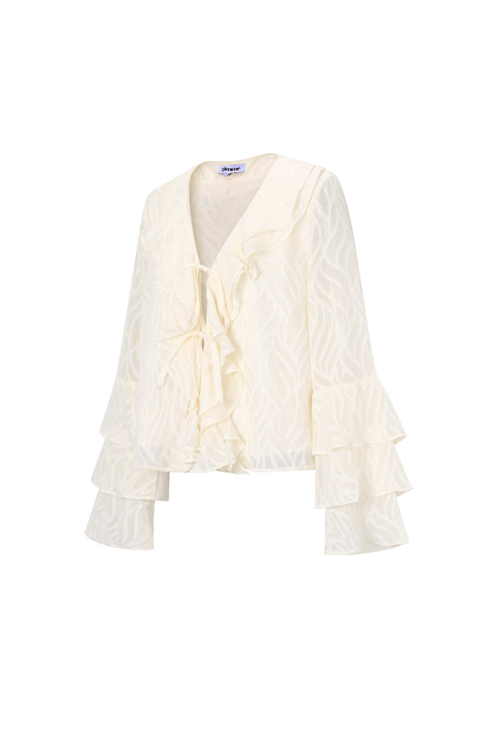 Tissu Polyester Fibre Femmes Tops Manches Longues Élégant Botanique Image2