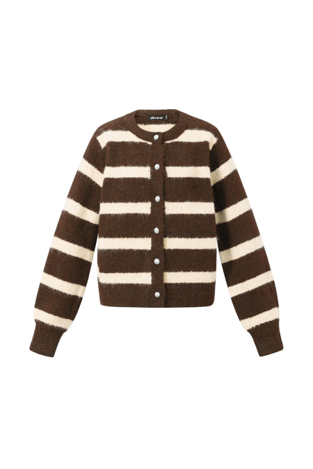 Cardigan Femme En Fibre De Polyester Tricotée Style Décontracté À Rayures 2
