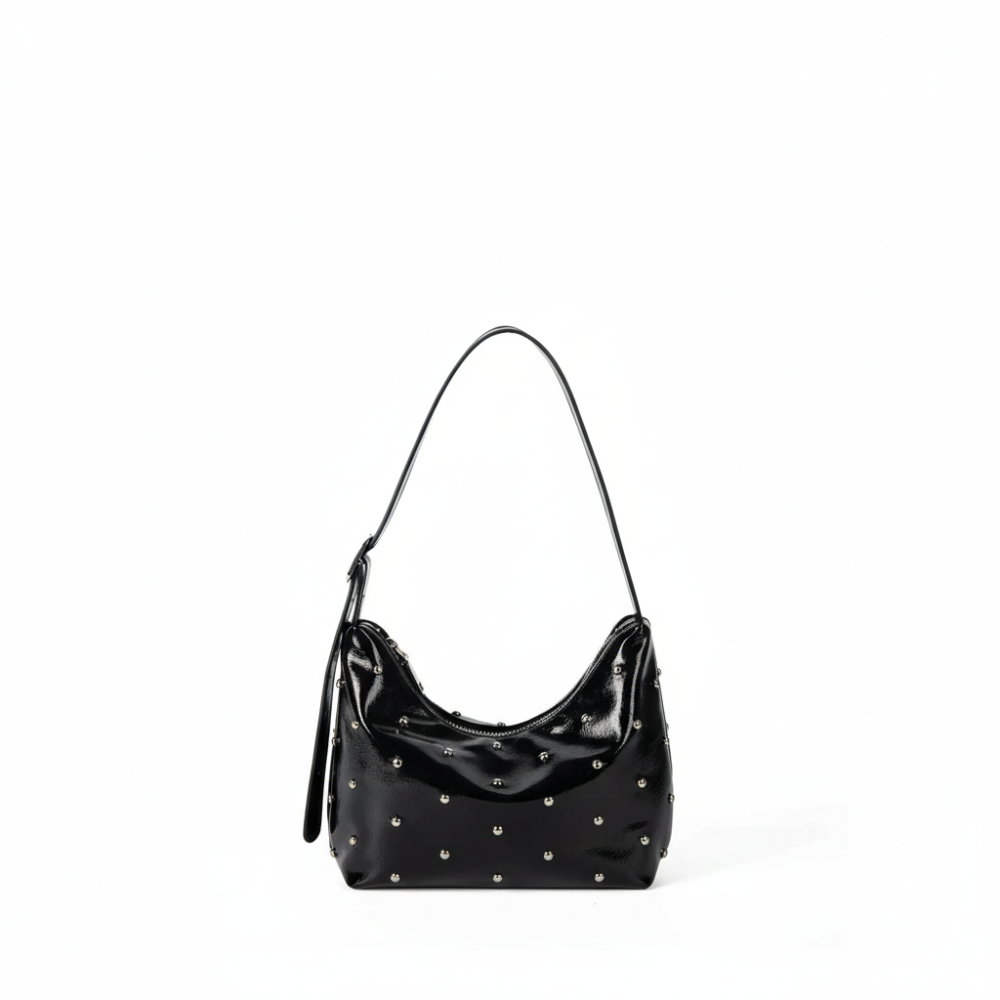 Sac Bandoulière Femme Simple Series, Couleur Unie Décontractée, Rivets, En Pu. Image2