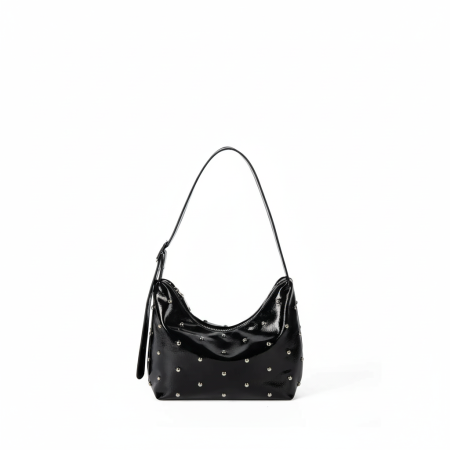 Sac bandoulière femme Simple Series, couleur unie décontractée, rivets, en PU. 2