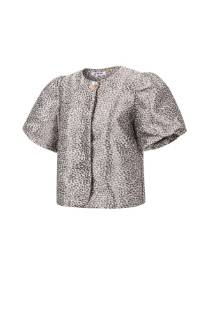 Tissu Polyester Fibre Femmes Tops Manches Courtes Élégant Imprimé Léopard h5 Image2
