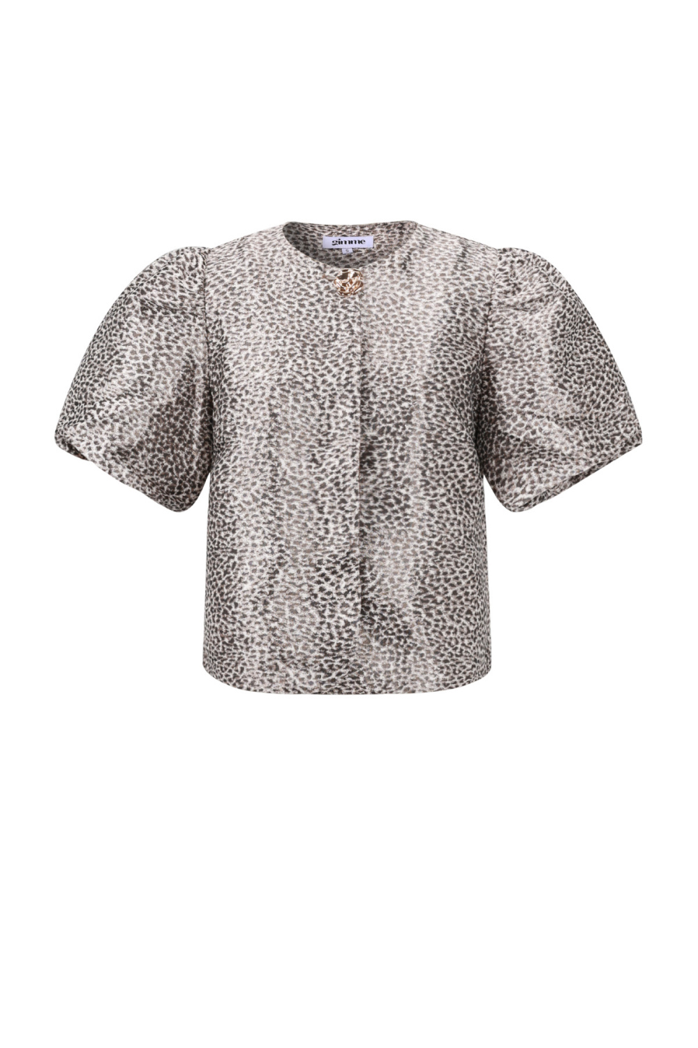 Tissu Polyester Fibre Femmes Tops Manches Courtes Élégant Imprimé Léopard