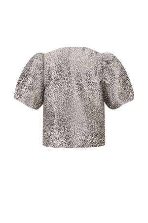 Tissu Polyester Fibre Femmes Tops Manches Courtes Élégant Imprimé Léopard h5 Image3