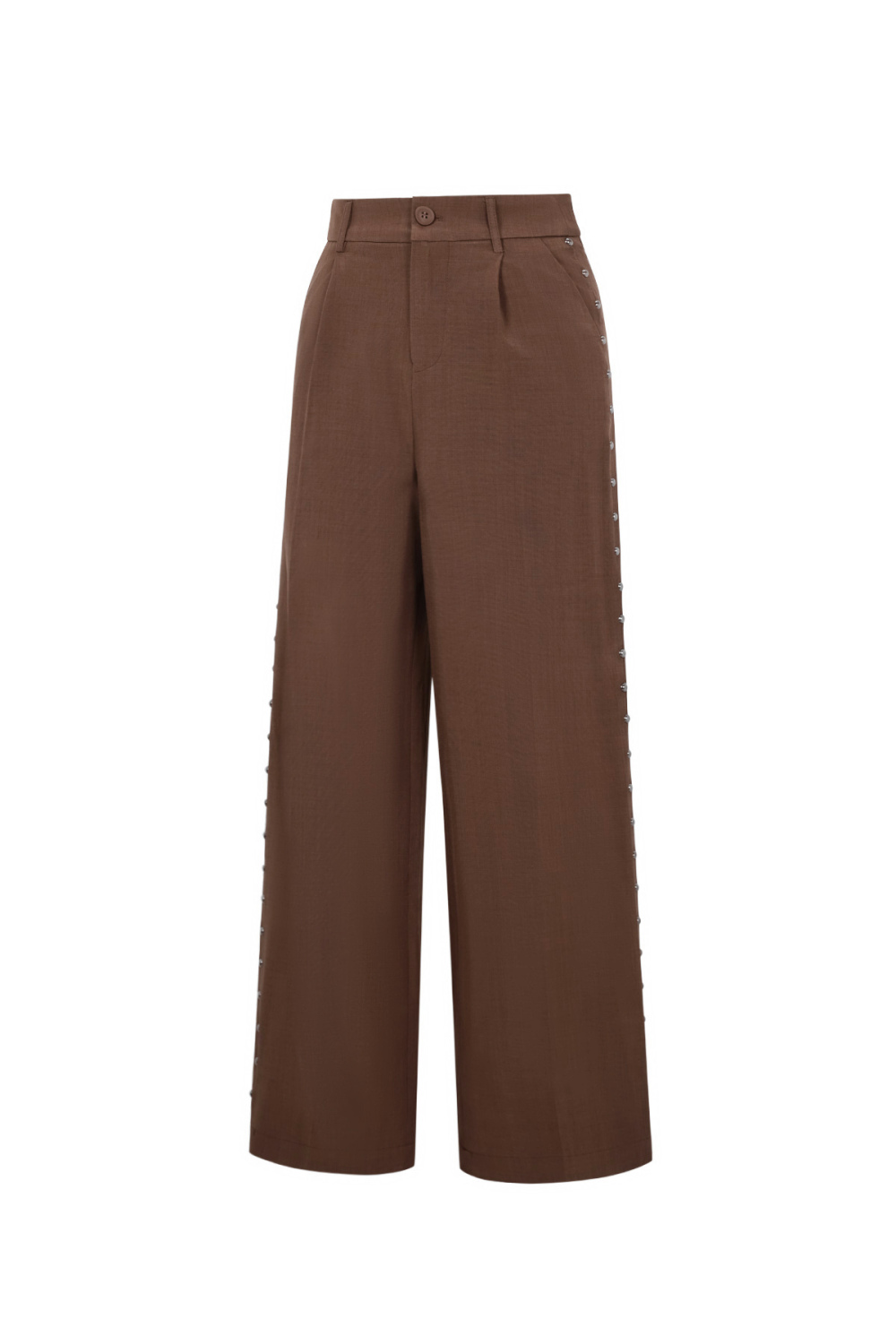 Tissu Polyester Fibre Femme Pantalon Large Élégant Couleur Unie Automne/Hiver Image2