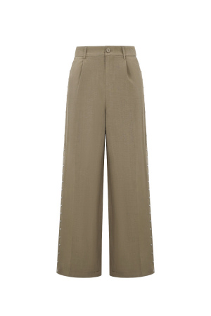 Tissu Polyester Fibre Femme Pantalon Large Élégant Couleur Unie Automne/Hiver h5 Image11
