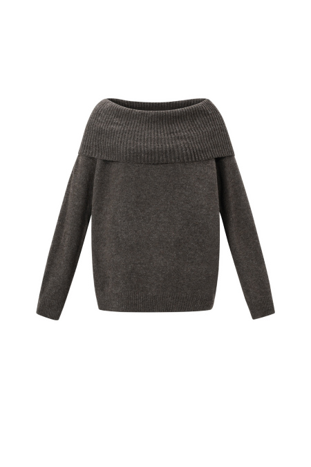Pull Femme à Épaules Dénudées en Fibre de Polyester Tricotée Élégant Couleur Unie 2