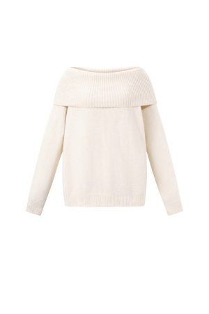 Pull Femme À Épaules Dénudées En Fibre De Polyester Tricotée Élégant Couleur Unie h5 Image13