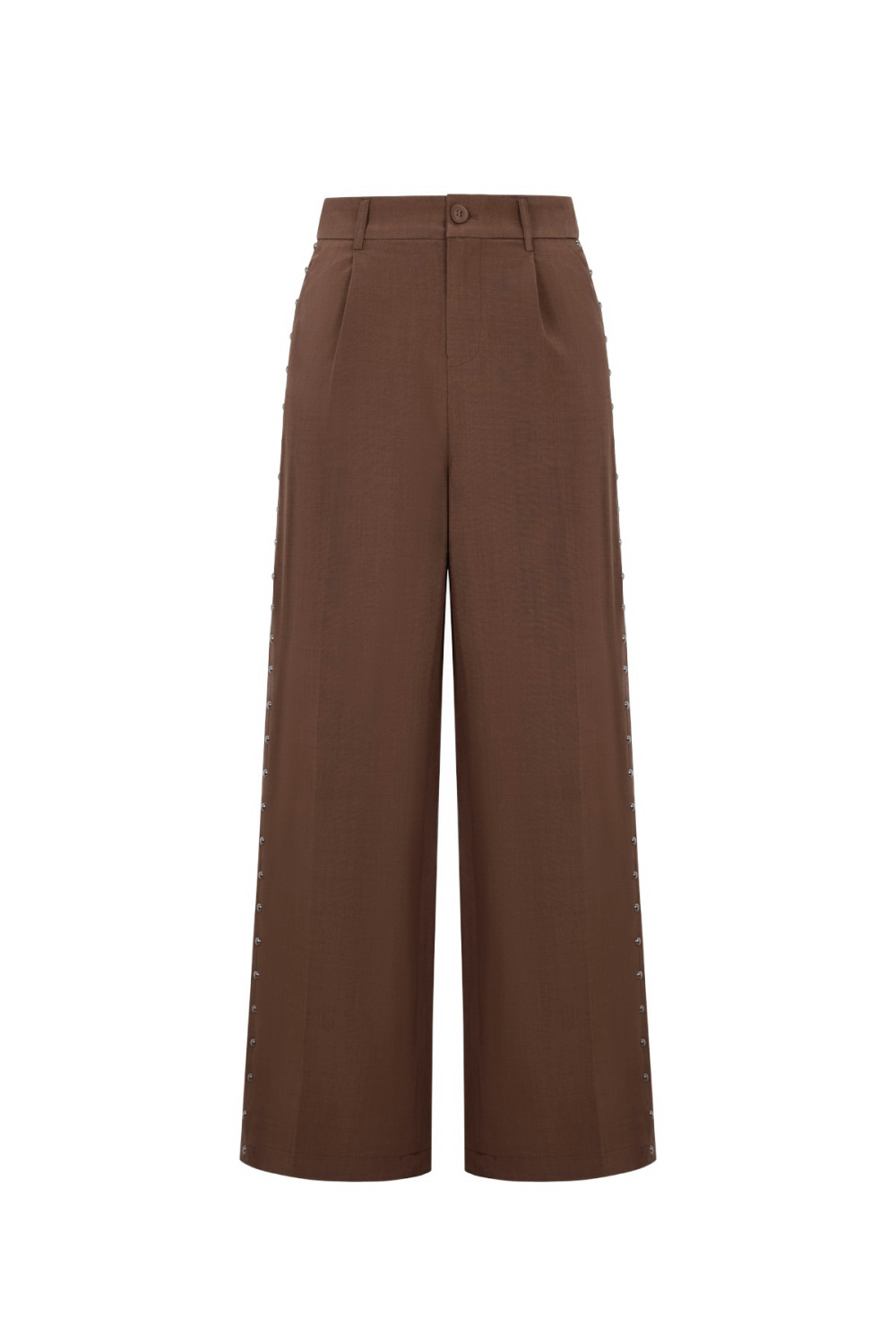 Tissu Polyester Fibre Femme Pantalon Large Élégant Couleur Unie Automne/Hiver 