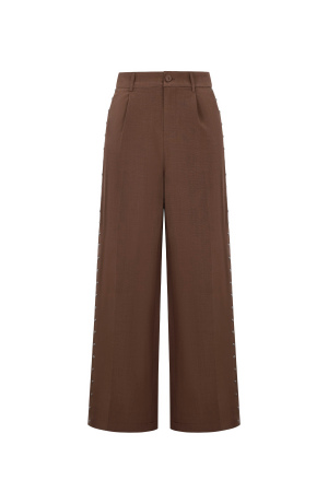 Tissu Polyester Fibre Femme Pantalon Large Élégant Couleur Unie Automne/Hiver h5 