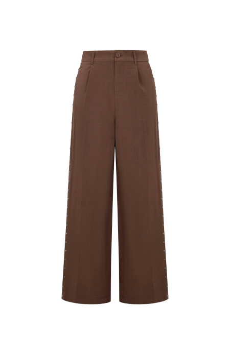 Tissu Polyester Fibre Femme Pantalon Large Élégant Couleur Unie Automne/Hiver 2