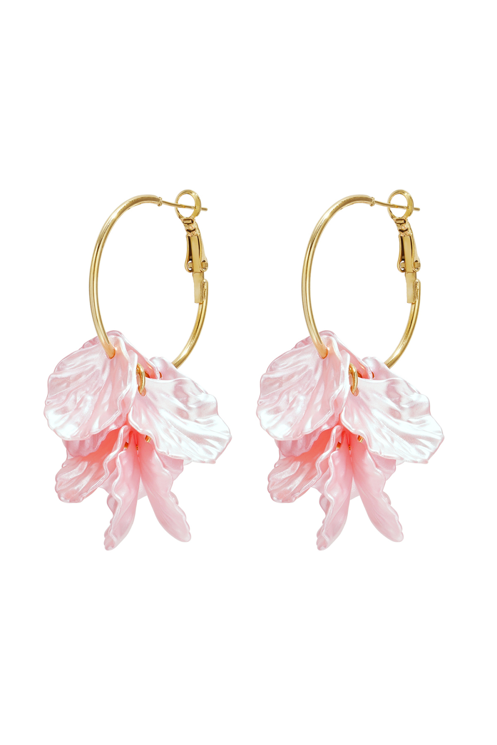 Boucles D'Oreilles Créoles Ornées De Feuilles De Nacre 