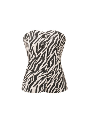 Coton Haut Sans Manches Femme Imprimé Zèbre Boutonnage Avant h5 