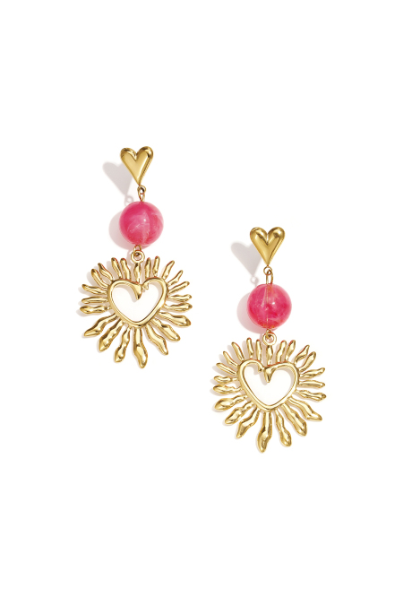 Boucles d'oreilles en forme de cœur avec perle décorative