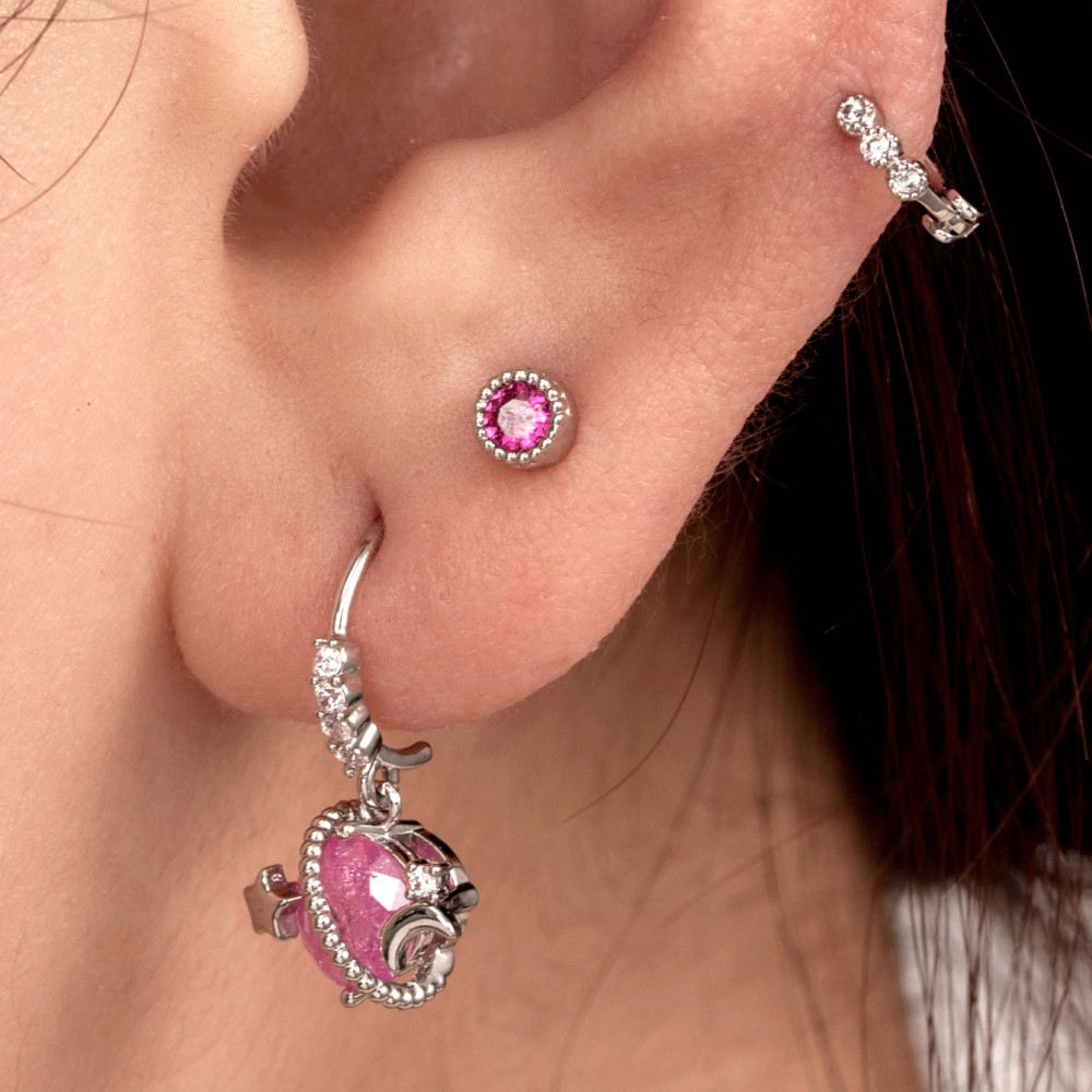 Boucles D'Oreilles Piercing Femme, Collection Simple Series Classic Geometric, En Cuivre Sans Placage, Avec Zircon. Image2
