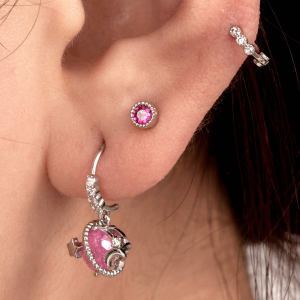 Boucles D'Oreilles Piercing Femme, Collection Simple Series Classic Geometric, En Cuivre Sans Placage, Avec Zircon. h5 Image2