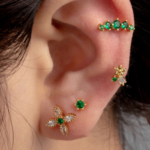 Boucles D'Oreilles Piercing Femme Simple Series Simple Flower En Acier Titane Sans Placage, Ornées De Zircon. h5 Image2