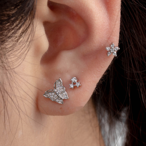 Boucles D'Oreilles Piercing Femme Simple Series Simple Flower En Acier Titane Sans Placage, Ornées De Zircon. h5 Image2