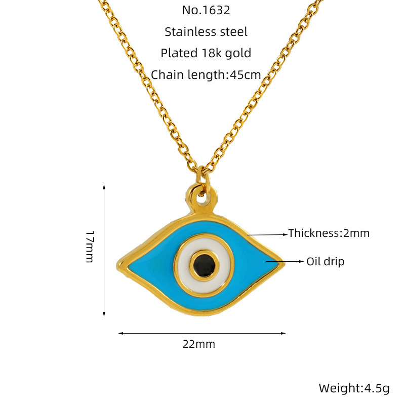Collier Avec Pendentif En Acier Titane Plaqué Or Pour Femme, Série Simple, Motif Œil Classique
