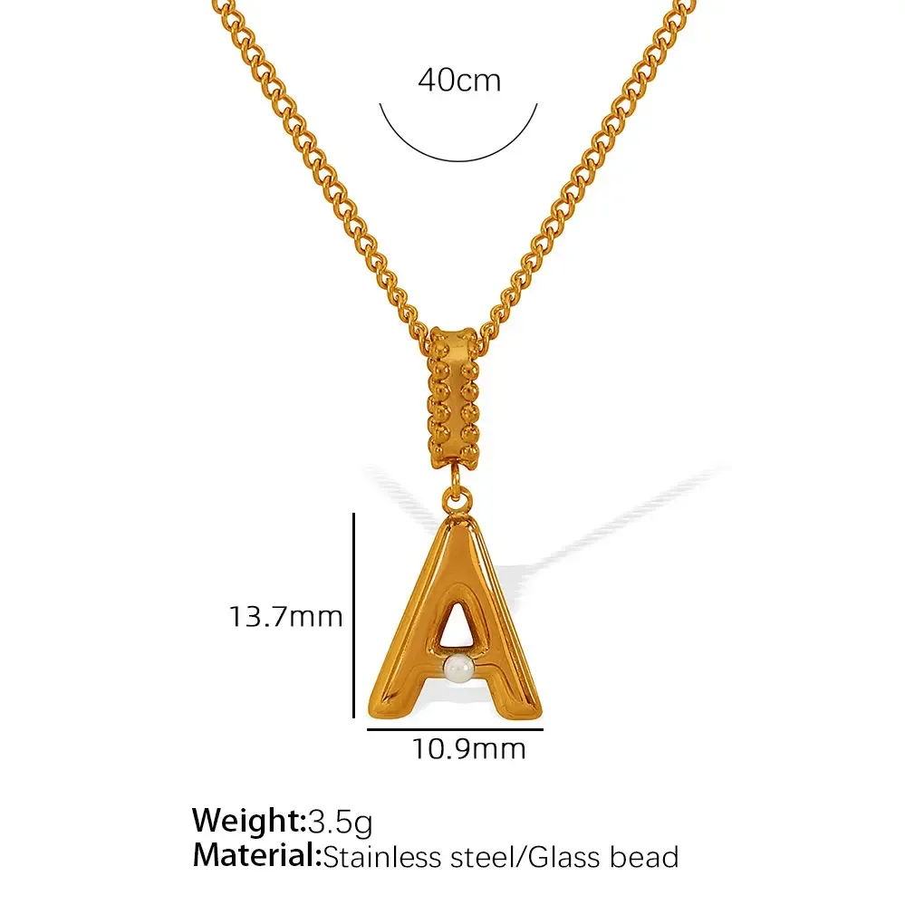 Collier Avec Pendentif En Acier Inoxydable Plaqué Or Pour Femme, Série Simple, Style Décontracté, Lettre