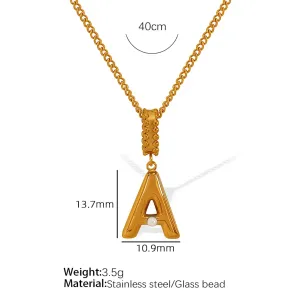 Collier Avec Pendentif En Acier Inoxydable Plaqué Or Pour Femme, Série Simple, Style Décontracté, Lettre h5
