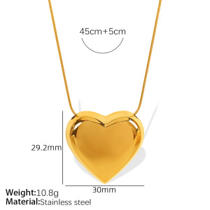 Collier Avec Pendentif En Forme De Cœur Simple En Acier Inoxydable Plaqué Or  Pour Femme, 1 Pièce h5 