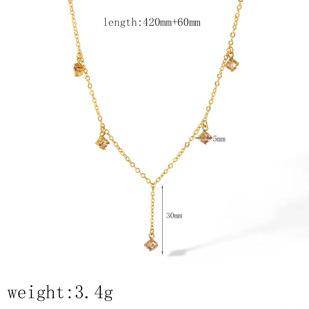 Collier Chaîne Géométrique En Acier Inoxydable Plaqué Or , Série Simple, 1 Pièce