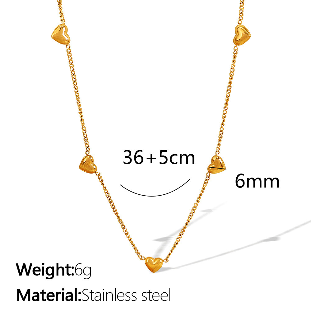 Collier Avec Pendentif En Forme De Cœur Classique En Acier Titane Plaqué Or Pour Femme, Série Romantique, 1 Pièce