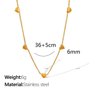 Collier Avec Pendentif En Forme De Cœur Classique En Acier Titane Plaqué Or Pour Femme, Série Romantique, 1 Pièce h5