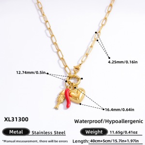 Collier Avec Pendentif En Forme De Cœur, Série Classique, En Acier Inoxydable Plaqué Or , Avec Perles Artificielles, Pour Femme h5 